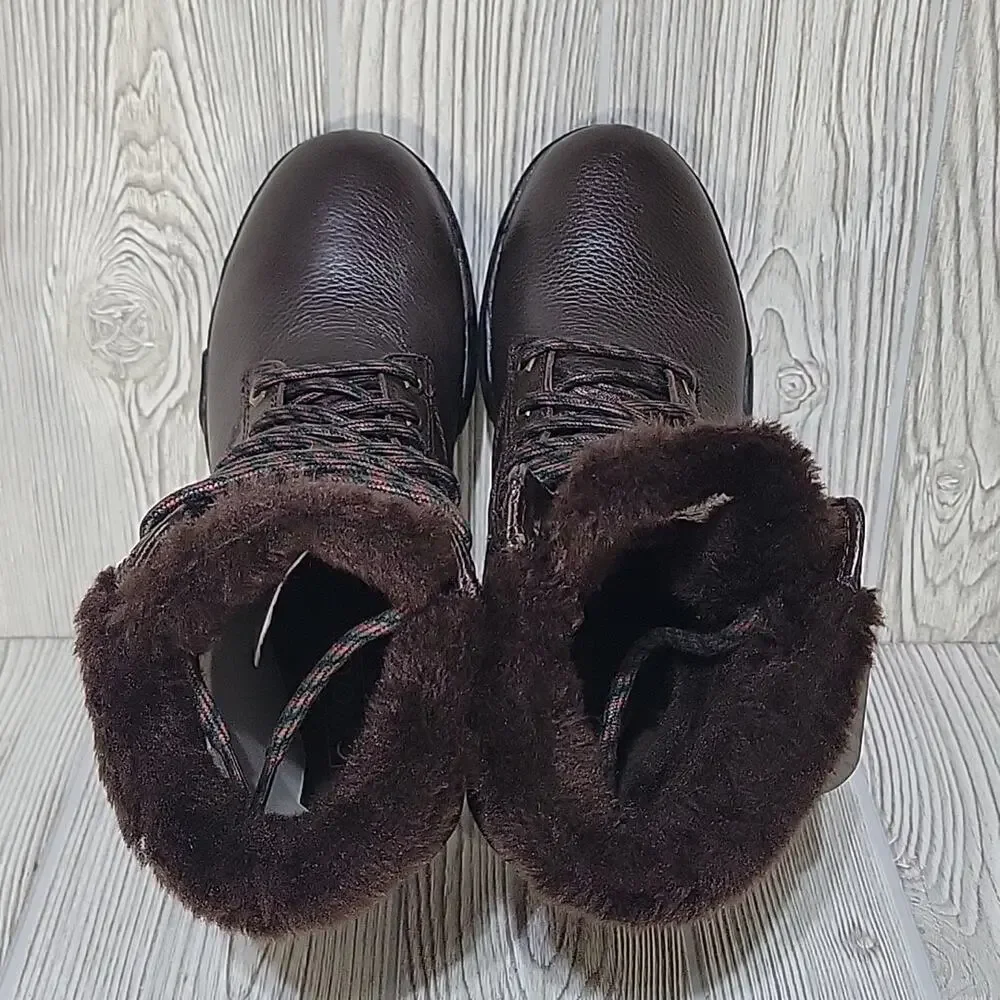 COOGI Winter Faux Fur Lined Logo Retro Y2K Brown Boots Mens Size 7.5
